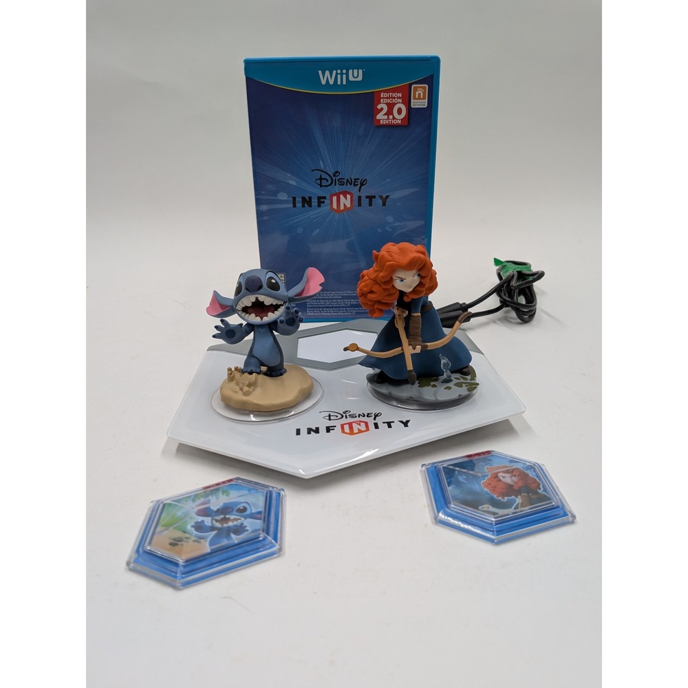 Disney Infinity 2.0 Wii U Starter Pack Stitch Merida Figures Base Power Discs